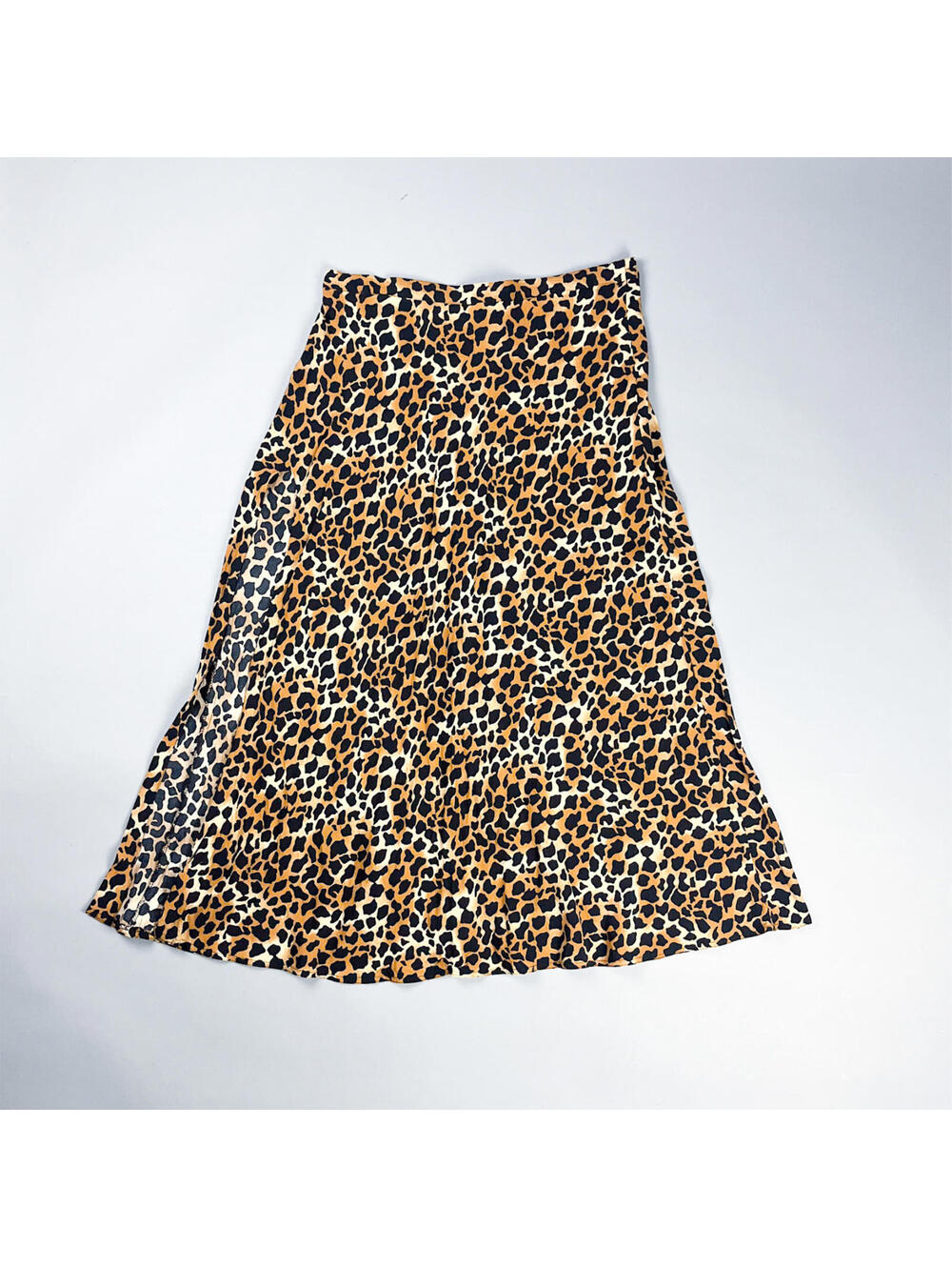 Vintage Leopard Print A-Line Women's Skirt with Extra High Slit